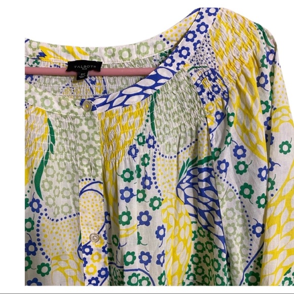 NWT TALBOTS PAISLEY/ FLORAL 💯 COTTON BUTTON DOWN TOP SIZE 2X - Picture 4 of 12